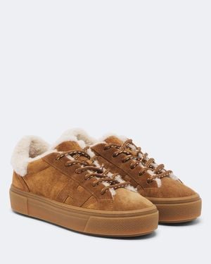 Hogan Sneakers H705 Aus Veloursleder Mit Shearling - Braun