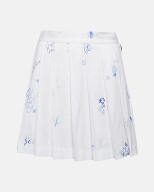 Vetements Printed Pleated Cotton Miniskirt - White