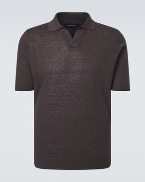 Thom Sweeney Polo De Lino Y Algodon - Negro
