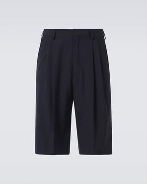 Dries Van Noten High-Rise Wool Shorts - Blue