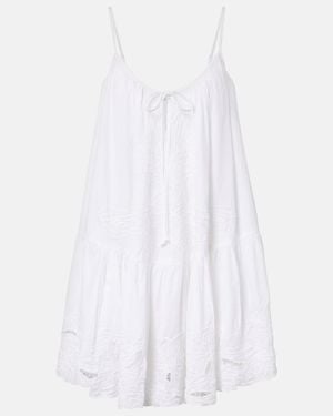 Juliet Dunn Embroidered Cotton Poplin Minidress - White