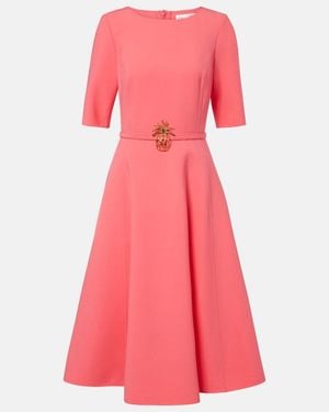 Oscar de la Renta Belted Wool-Blend Midi Dress - Pink