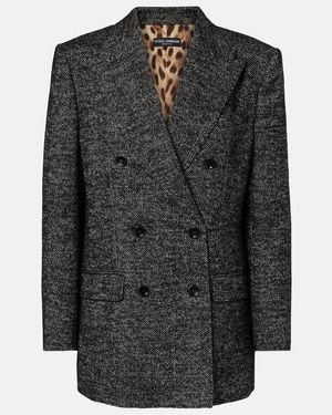 Dolce & Gabbana Double-Breasted Wool-Blend Jacket - Black
