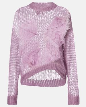 The Attico Pull En Mohair Melange A Plumes - Violet