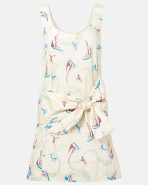 Rabanne Printed Cotton Minidress - White