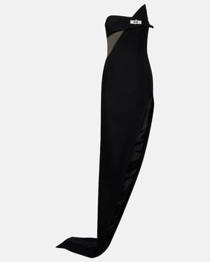 David Koma Cutout Asymmetric Wool-Blend Gown - Black