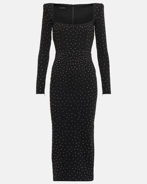 Alex Perry Tiernan Embellished Crepe Midi Dress - Black