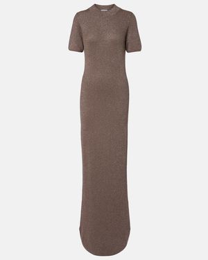 Brunello Cucinelli Ribbed-Knit Cashmere-Blend Maxi Dress - Brown