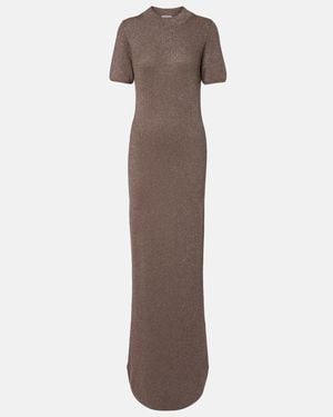 Brunello Cucinelli Ribbed-Knit Cashmere-Blend Maxi Dress - Brown