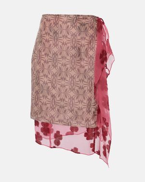Dries Van Noten Printed Silk-Blend Muslin Wrap Skirt - Pink