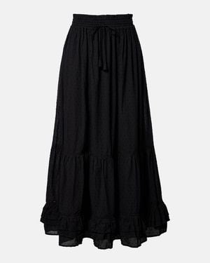 Poupette Clara Tiered Cotton Maxi Skirt - Black