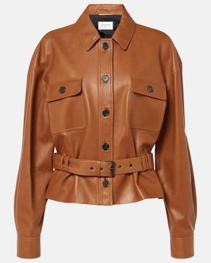 Saint Laurent Saharienne Short Leather Jacket - Brown