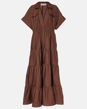 Adriana Degreas Tiered Cotton Shirt Dress - Brown