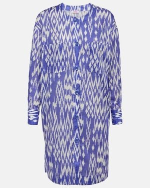 Eres Hurricane Printed Cotton Shirt Dress - Blue
