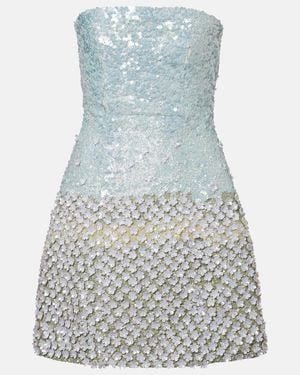 La Fuori Floral Sequined Minidress - Blue