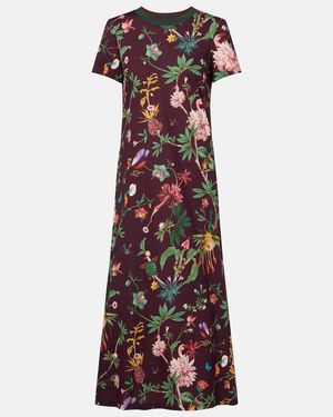 La DoubleJ Sporty Swing Floral Cotton Midi Dress - Red