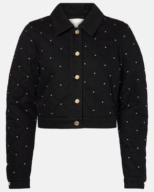 Nina Ricci Embellished Cropped Denim Jacket - Black