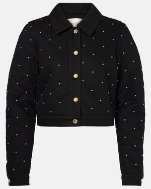 Nina Ricci Embellished Cropped Denim Jacket - Black