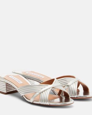 Aquazzura Sundance Metallic Leather Sandals