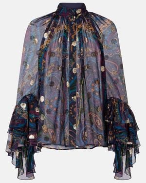 Etro Paisley Silk Blouse - Blue