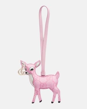 Gucci Deer Gg Bag Charm - Pink