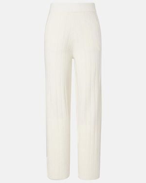Max Mara Jardin Ribbed-Knit Cashmere Joggers - White