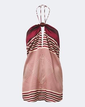 Faithfull the Brand Printed Halterneck Satin Top - Red