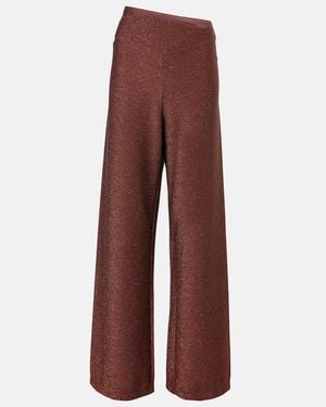 Johanna Ortiz Lame High-Rise Wide-Leg Pants - Red