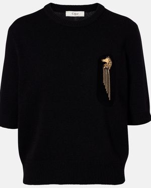 Chloé Verzierter Pullover Aus Wolle Und Kaschmir - Schwarz