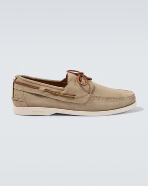 Kiton Segelschuhe Aus Veloursleder - Weiß
