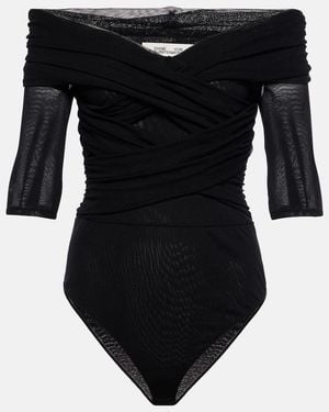 Diane von Furstenberg Alex Off-Shoulder Bodysuit - Black