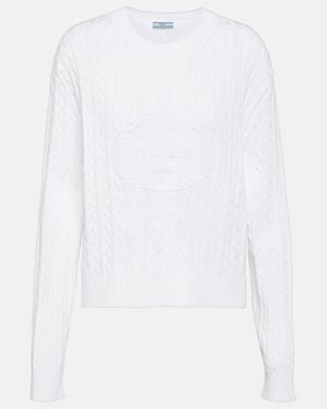 Prada Pullover Aus Baumwolle - Weiß