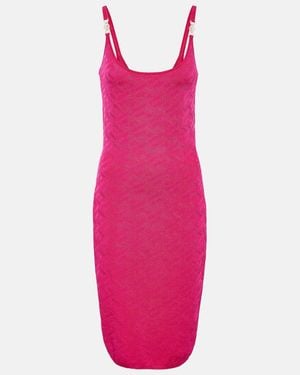 Versace La Greca Medusa '95 Knitted Midi Dress - Pink