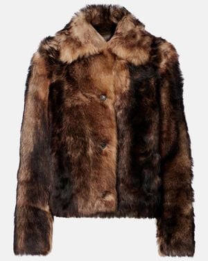 Yves Salomon Cropped Shearling Jacket - Brown