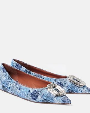 AMINA MUADDI Camelia 90 Embellished Tweed Court Shoes - Blue