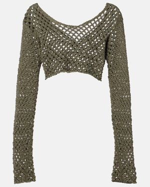 Bananhot Magen Crochet Cotton-Blend Crop Top - Green