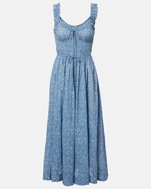 Doen Emmaretta Floral Cotton Voile Midi Dress - Blue