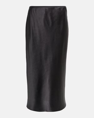 JOSEPH Isaak Silk Satin Midi-Skirt - Black