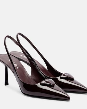 Prada Patent Leather Slingback Pumps - Metallic