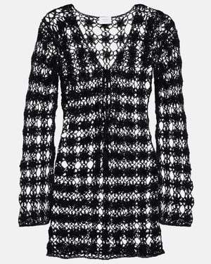 Anna Kosturova Crochet Cotton Minidress - Black