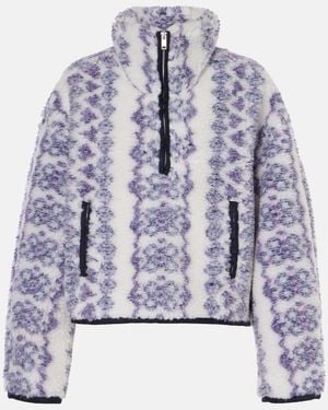 Isabel Marant Marie Printed Teddy Half-Zip Jumper - Blue