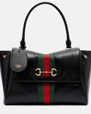Gucci Paparazzo Medium Leather Tote Bag - Black