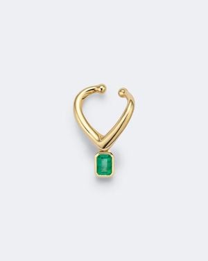 SHAY Zar 18Kt Single Ear Cuff With Emerald - White