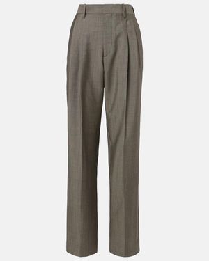 Victoria Beckham Wool And Mohair Straight Pants - Gray
