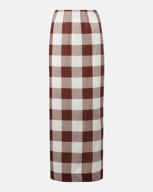 Posse Mira Gingham Cotton Maxi Skirt - Multicolour