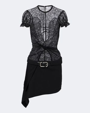 The Attico Belted Lace Minidress - Black
