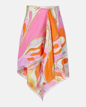 PUCCI Orchidee Silk Twill Midi Skirt - Pink