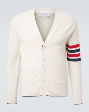 Thom Browne Cardigan 4-Bar Aus Leinen Und Baumwolle - Weiß