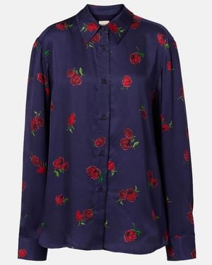 KHAITE Argo Printed Twill Shirt - Blue