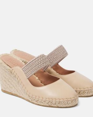 Malone Souliers Siena 70 Leather Espadrille Wedges - Natural